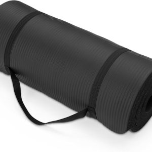 1 Inch Extra Thick Workout Exercise Yoga Mat with Carrying Strap