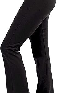 Women Fold Over Waist Cotton Stretch Flare Leg Boot Cut Yoga Pants Leggings